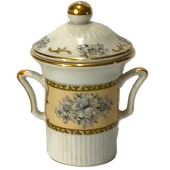 Vintage Pair Aurora Ceramiche Collectible Fine Porcelain Covered Urn Small Italy - Picture 6 of 6